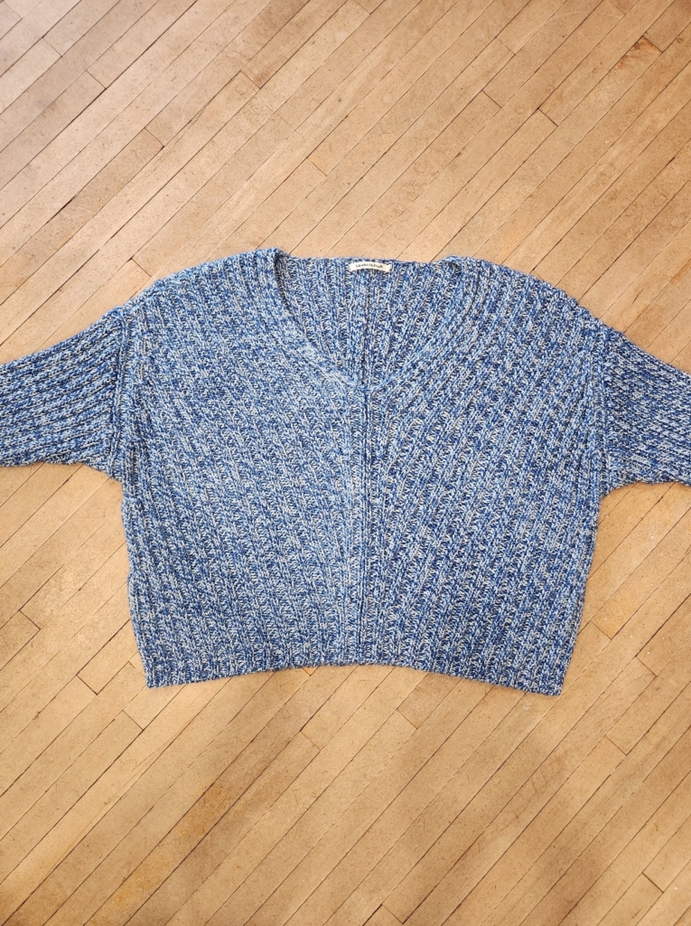Misha & Puff Marl V Sweater in Blueberry - Picture 3 of 13